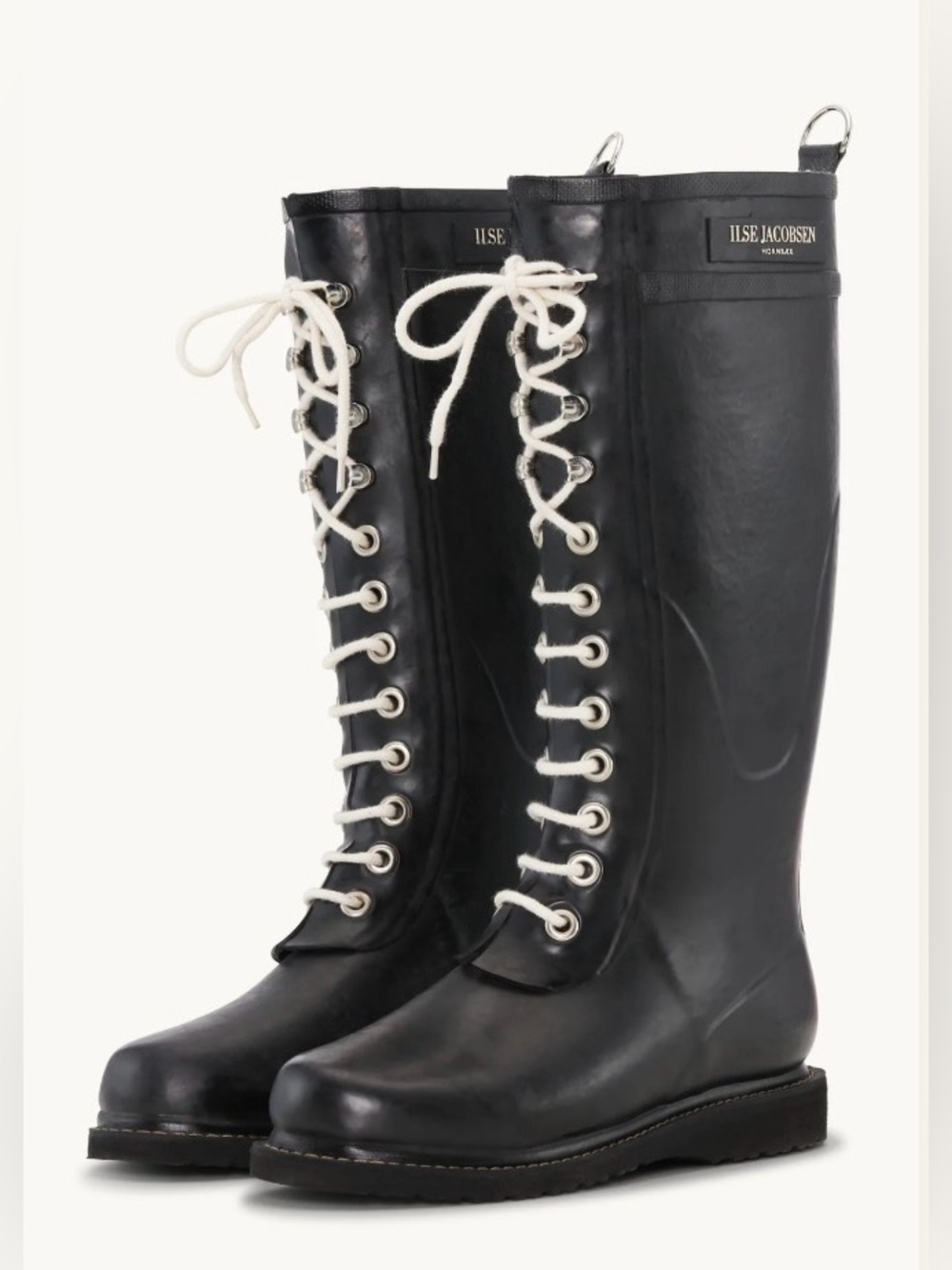 Ilse Jacobsen Navy Lace-Up Waterproof Rubber Knee High Boots Women EU 39, US 8